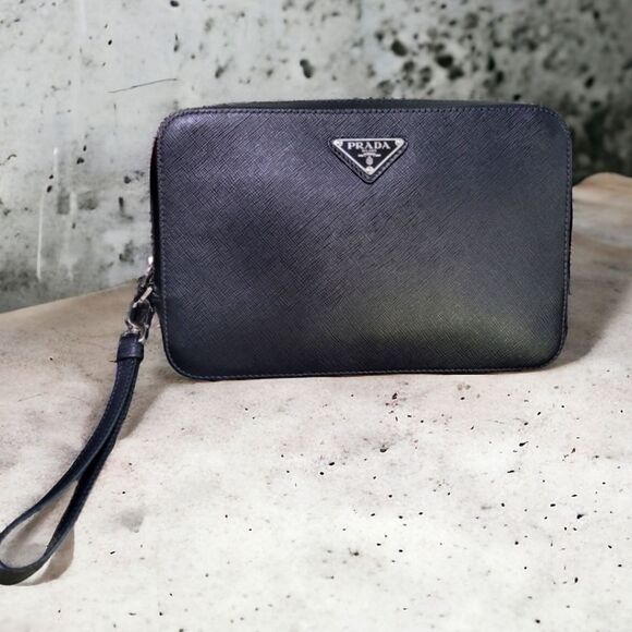 Prada Other - Prada Saffiano Leather Black Clutch
